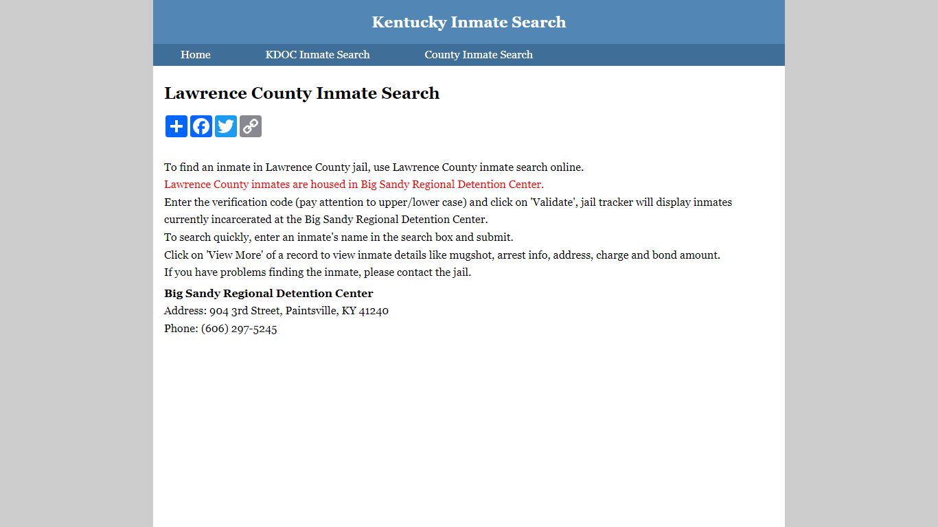 Lawrence County Inmate Search